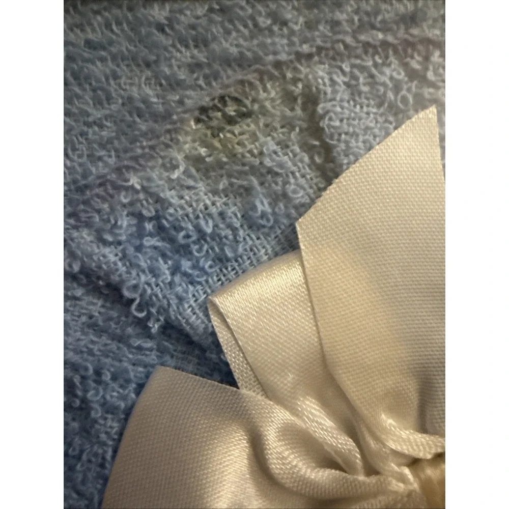 Vintage 1960s Decorative Towel Ensemble Gift Set Blue Floral NOS Boxed